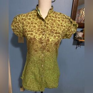 Ganesh, Ombré, Floral, Button Down, Blouse